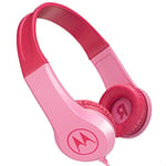 Motorola Squads 200 - Casque Filaire pour Enfants - Volume Limitée avec 85 dB, Flexible et durable, Protection de l'Ouïe et Fonction de Partage de Musique, Coussin anti-allergique (sans BPA) - Rose