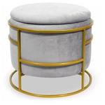 Paris Prix - Pouf & Coffre de Rangement 'Gorin' 43cm Argent