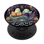 Ghosts Reading Book Lover Teacher Halloween Librarian PopSockets Adhesive PopGrip