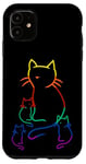 Coque pour iPhone 11 Chaton arc-en-ciel famille chat enfant bébé