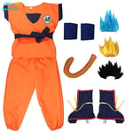 Jul Barn Vuxen Dräkter Son Goku Cosplay Kostym Anime Superhjältar Overall Svart Hår Kostym Klä Ut 8pcs*Gui 160 height150*160cm *Goku