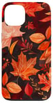 Coque pour iPhone 13 Rouge minimaliste géométrique feuilles d'automne motif floral automne