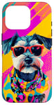 Coque pour iPhone 16 Pro Figurine schnauzer miniature tendance et colorée Pop Art