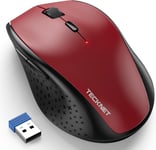 Souris sans Fil,2.4G Silencieuse Souris Optique 4800 DPI 6 DPI Ajustables 6 Boutons Récepteur Nano USB Compatible avec Windows,Mac,Macbook,Linux,etc -Rouge(Q655)