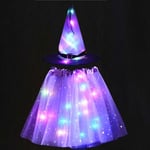 Women Kids Girl Luminous LED Glow Lights Elf Witch Hat Star Skirt Spider Web Wiz