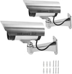 2 Camera Factice Exterieur avec LED, Noir Fausse Camera Surveillance Exterieur, Caméra Factice Extérieur, Camera de Surveillance Factice pour Une Utilisation à L'intérieur et à L'extérieur.[G2289]