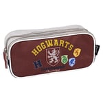 Trousse Scolaire 2 Compartiments Harry Potter - Multicolore - 22,5x8x10 cm - Trousse en Polyester - Fermeture Éclair - Motif Hogwarts - Produit Original Conçu en Espagne