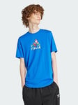 adidas Italy Football Fan Graphic Tee, Blue, Size L, Men