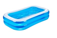 Eddy Toys Piscine Gonflable - Piscine Enfant Gonflable avec Bouchon de Vidange et Patch de Réparation - Piscine Bebe et Tout-Petits - 207 x 132 x 46 cm - Piscine Gonflable Adulte - Bleu