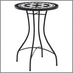 Table de bistro mosaïque noir et blanc Ø50x70 cm céramique -BK4003400 (PLA)