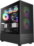 TALOS M3 Mesh Boîtier PC Gamer EATX Tour Moyenne, Panneau Frontal en Maillage pour Le Flux d'air, 3 Ventilateurs ARGB PWM Inclus, Panneau Latéral en Verre Trempé, Noir