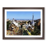 Parc Guell Gaudi Barcelona Spain Modern Framed Wall Art Print, Ready to Hang Picture for Living Room Bedroom Home Office Décor, Walnut A3 (46 x 34 cm)