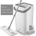 ZJZ Flat Mop and Bucket Set With Pad Dual Spin 360 Degree Stainless Steel Pole And Extra Washable Mop Refill Pads Mop And Bucket Set. Microfibre Flat Mop,Flat Mop Set A