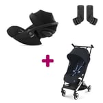 Cybex Pack Poussette Duo Libelle Dark Navy Blue + adaptateurs Coque Cloud G i-Size Moon Black