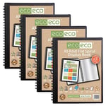 eco-eco Lot de 4 protège-documents A5 50% recyclés 20 pochettes à spirales