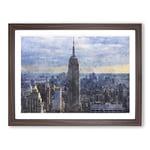 The Empire State Building Vol.2 Painting Modern Art Framed Wall Art Print, Ready to Hang Picture for Living Room Bedroom Home Office Décor, Walnut A4 (34 x 25 cm)