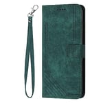 Wallet Case Compatible for Redmi Note 12 5G/Xiaomi Poco X5 5G | Skin Feel Solid Color PU Leather Magnetic Protective Folio Cover | Card Holder Stand Function Wrist Strap Flip Case | Green