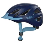 ABUS Casque de ville Urban-I 3.0 - Casque de vélo avec feu arrière, visière et fermeture magnétique - pour hommes et femmes - bleu foncé, taille S