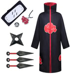 GUOHANG Costume Naruto Halloween pour Hommes Anime Naruto Akatsuki Uchiha Itachi Cosplay Costumes Costumes Anime Costume Plein Accessoires Costume De Fête De Noël pour Hommes Enfants,A14,165CM~170CM