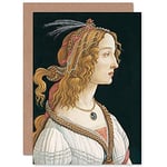 Artery8 Botticelli Idealized Portrait Of A Lady As Nymph Fine Art Greeting Card Plus Envelope Blank Inside