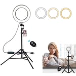 AJH 8 Inches LED Selfie Ring Light Selfie Ring Light Dimmable Camera Led Ring Light Halo Lighting with Tripod Stand for YouTube Tiktok/Photography 3 Light Modes 10 Brightness Level