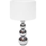 Lampe de chevet variateur tactile lampe de table chrome lampe de salon lampe de lecture, métal textile blanc, 1x E14, DxH 25 x 43 cm