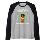 All I Want For Christmas Is More Video Games Boy Girl Gamer Raglan Baseball Tee