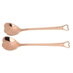 2x Dessert Spoons Stainless Steel Heart Shaped Coffee Spoons Tool(Rose Gold) REL