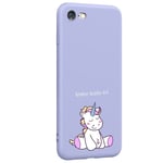 Coque violet Iphone 7 8 et SE 2020 et 2022 licorne enjoy personnalisee