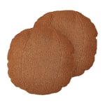 Lot de 2 Coussins 30 cm en Tissu Rond Housse Effet Nounours Marron Rutabaga