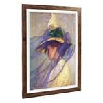 Big Box Art Framed Print of Edmund C. Tarbell The Blue Veil Design | Wall Art Picture | Home Decor for Kitchen, Living Room, Bedroom, Hallway, Walnut, A2 / 24.5x18 Inch / 62x45cm