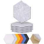 TONOR Lot de 12 Panneau Acoustique Mural Autocollante, 30 x 26 x 1cm Panneau Acoustique à Haute Densité, Mousse Acoustique Hexagonal Isolant Phonique pour Studio, Bureau, Chambre, Salon, Gris Clair