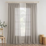 MIULEE Lot de 2 Rideaux Voilages de Fenêtre Lin Imitation Rideau avec Ruban fronceur Transparents Décorative Intérieur Elegant Vintage pour Chambre Salon Bureau 140x245cm(L X H) Gris Foncé