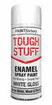 400ML TOUGH STUFF ENAMEL SPRAY PAINT WHITE GLOSS METAL WOOD PLASTIC