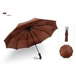 Coupe-Vent Pliable Automatique Parapluie Hommes et Les Femmes Puissant Coupe-Vent Parapluie (Color : Coffe)