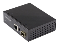 StarTech.com PoE+ Industrial Fiber to Ethernet Media Converter 60W, SFP to RJ45, Singlemode/Multimode Fiber to Copper Gigabit Ethernet, Compact, IP-30/ -40 to +75C, PoE+ Media Converter - Fiber Media Converter (IMC1GSFP60W) - Fibermedieomformer - GigE - 1000Base-SX, 1000Base-T - RJ-45 / SFP (mini-GBIC) - opp til 10 km