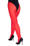 LORES Satin Womens Tights 100 Denier Thick Shiny Look Plain Sheen Opaque Full Stockings Pressure-Free Pantyhose Lucido, Red XL