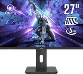 Moniteur 27 pouces Gaming 100 Hz, écran 27"", Full HD 1920 x 1080, VGA HDMI et DP, multimédia, FreeSync, relevable inclinable, pivot réponse 5 ms, contraste 1000:1, angle 178/178, câble HDMI