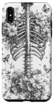 iPhone XS Max Skeleton Ribcage Anatomy with Flowers Butterflies Case