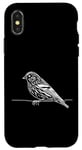 Coque pour iPhone X/XS Line Art Oiseau et Ornithologue Pin Siskin
