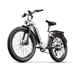 Shengmilo MX06 Elcykel för vuxna 26"*3.0 Fat Tire 17.5AH Samsung Lithium Batteri Shimano 7 Speed 1000W High Speed Brushless Motor-Vit white