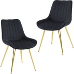 Wahson Office Chairs - Chaises Salle a Manger en Velours Chaises de Salle à Manger Lot de 2 avec Pied Doré Chaise de Cuisine Moderne pour Restaurant,