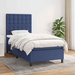 Lit � sommier tapissier avec matelas Bleu 90x190 cm Tissu