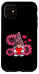 iPhone 11 Cute Pink Gnome Sunflower Valentines Day Case