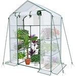 VOUNOT Serre de Jardin PE avec Étagères 3 Niveaux Serre de Jardin pour Légumes Plantes Fleurs Bâche Renforcée 135g/m2 Protéger Vos Plantes en Toutes Saisons 143x73x195cm