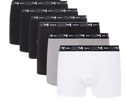 DIM Boxer Homme Coton Stretch Respirant Maintien Optimal x6, Noir/Gris/Blanc/Noir/Noir/Noir, S