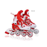 PU Full Flash Adjustable Skate Set Children Inline Roller Skate Roller Skate Set Composite Material, Sandwich Mesh,Red,L