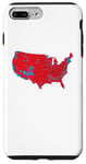 Coque pour iPhone 7 Plus/8 Plus Red Wave Carte des États-Unis dans l'élection présidentielle de 2024