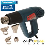 Silverline Hot Air Gun Heat 2000w 600°C Wallpaper Paint Stripper 4 Nozzle