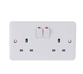 Schneider Electric Lisse 13A 2-Gang SP Switched Plug Socket, White